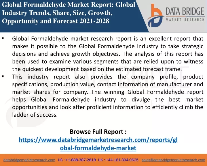 global formaldehyde market report global industry