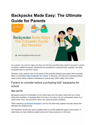 Backpacks Made Easy_ The Ultimate Guide for Parents