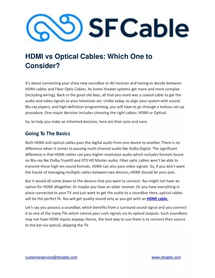 hdmi vs optical cables which one to consider