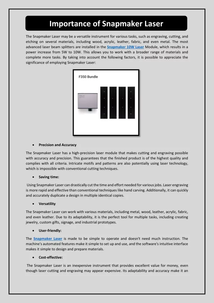 importance of snapmaker laser