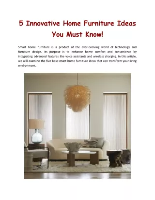 5 Innovative Home Furniture Ideas You Must Know!