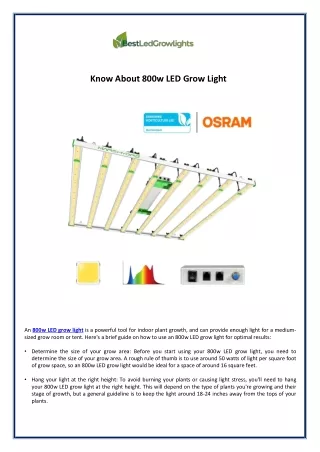 Know About 800w LED Grow Light