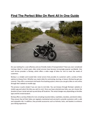 find the perfect bike on rent all in one guide