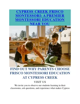 CYPRESS CREEK FRISCO MONTESSORI A PREMIER MONTESSORI EDUCATION NEAR YOU