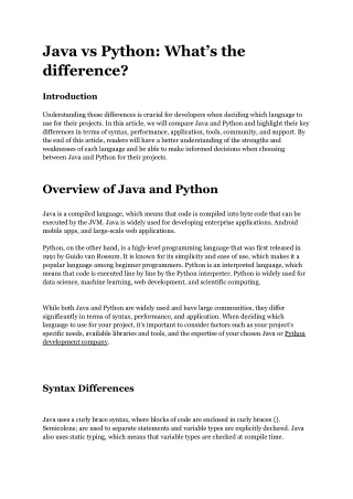 java vs python what s the difference