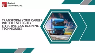 Transform Your Career with These Highly Effective CSA Training Techniques!