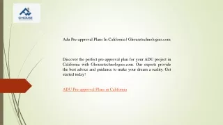 Adu Pre-approval Plans In California  Ghousetechnologies