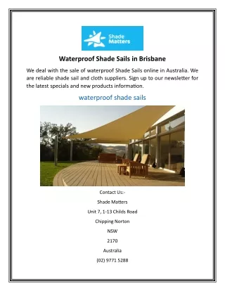 Waterproof Shade Sails in Brisbane