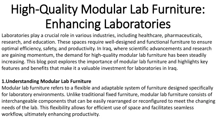 high quality modular lab furniture enhancing laboratories