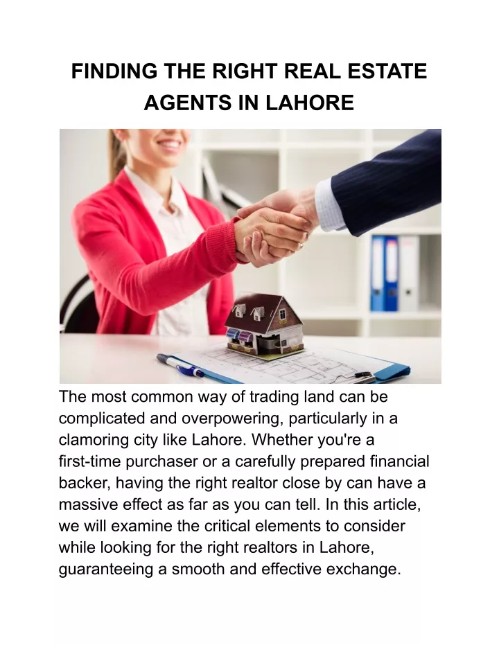 finding the right real estate agents in lahore