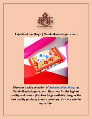 Rajasthani Handbags | Chokhidhanikalagram.com