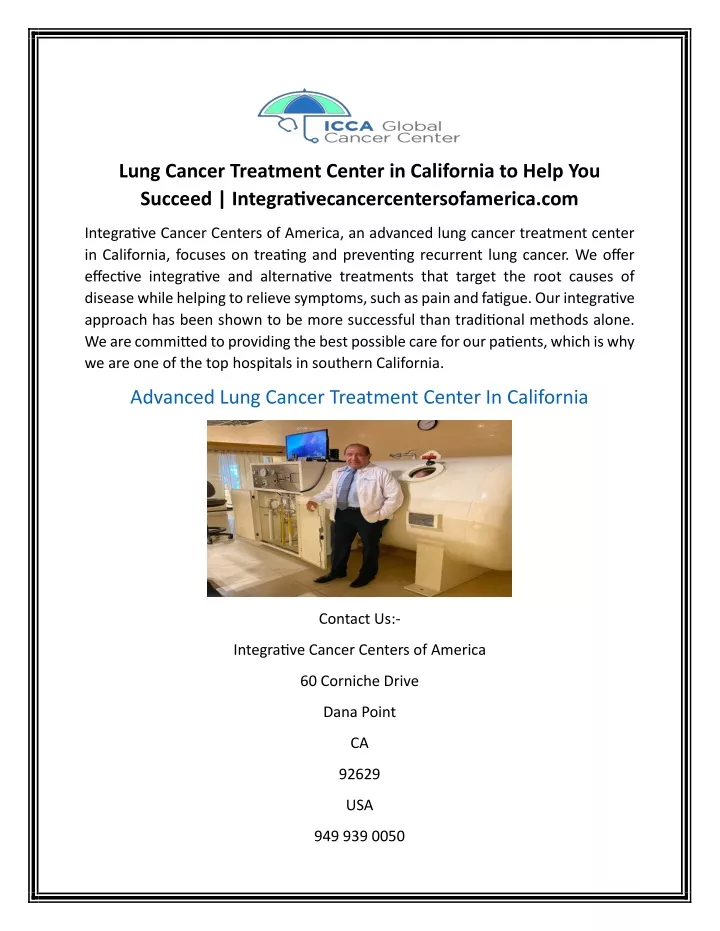 lung cancer treatment center in california