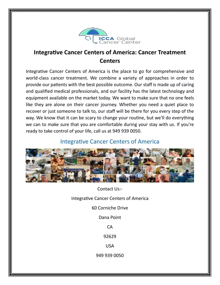 integrative cancer centers of america cancer