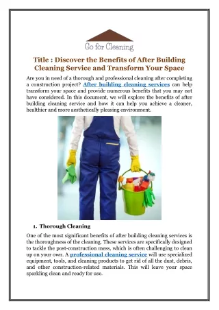 title discover the benefits of after building