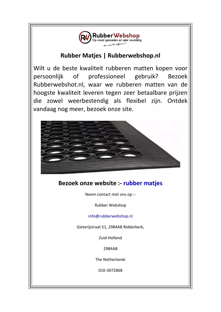 rubber matjes rubberwebshop nl