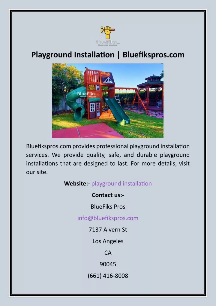 playground installation bluefikspros com