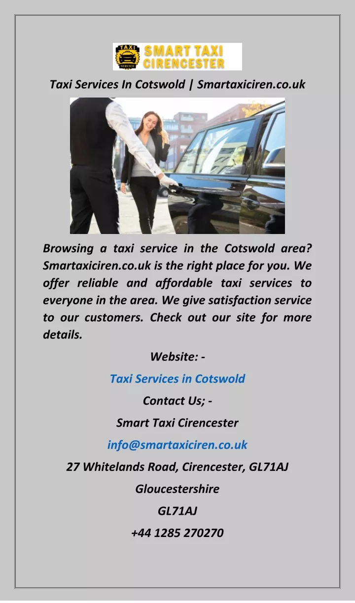 taxi services in cotswold smartaxiciren co uk