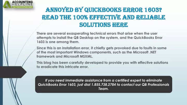 annoyed by quickbooks error 1603 read the 100 effective and reliable solutions here