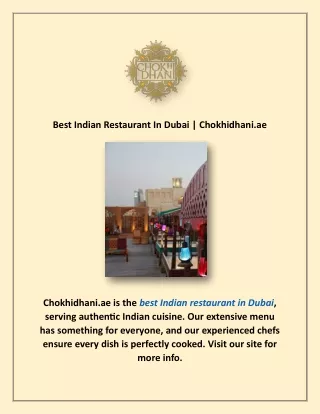Best Indian Restaurant In Dubai | Chokhidhani.ae