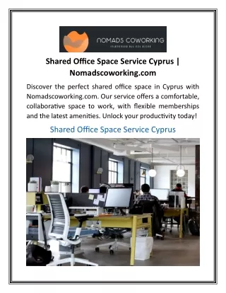 Shared Office Space Service Cyprus  Nomadscoworking.com