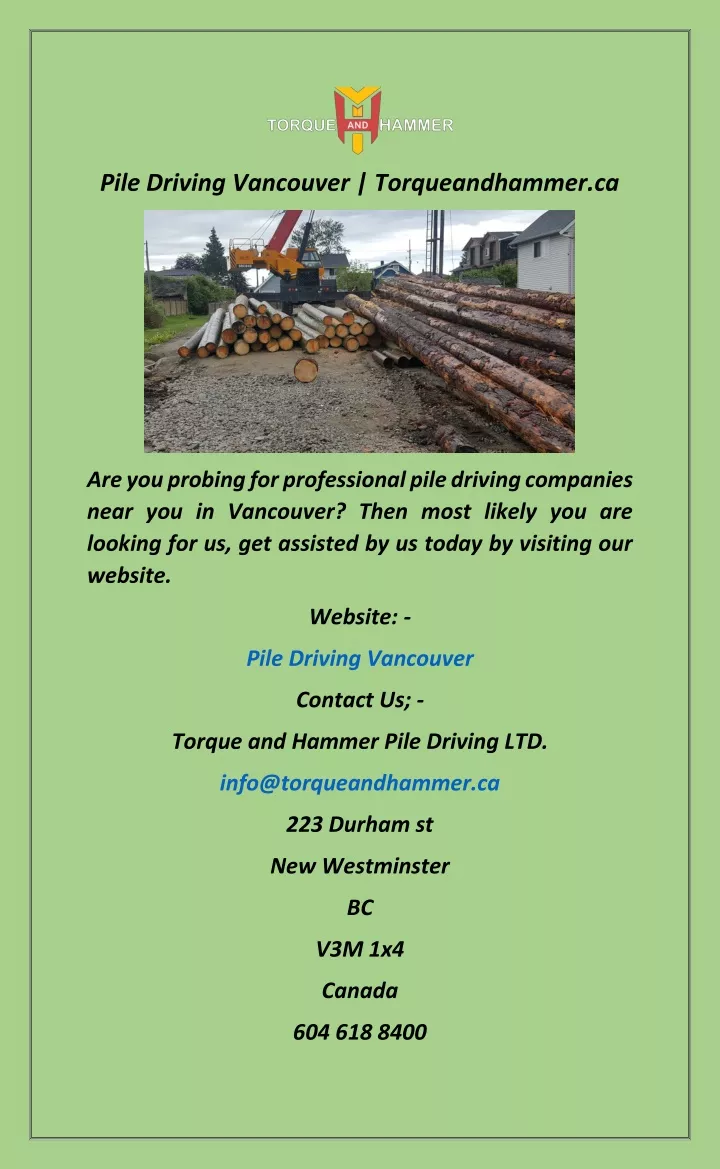 pile driving vancouver torqueandhammer ca