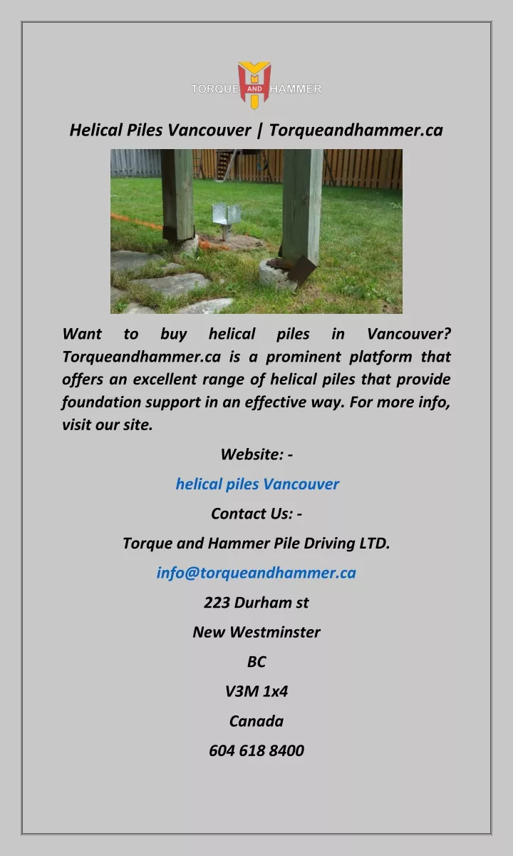 helical piles vancouver torqueandhammer ca