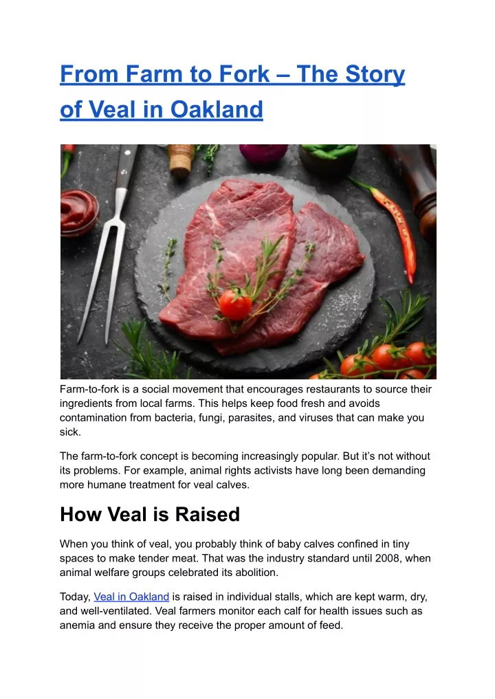 from farm to fork the story of veal in oakland