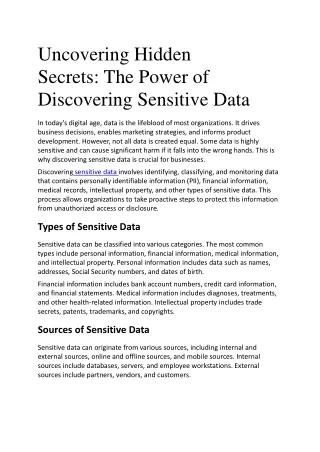Uncovering Hidden Secrets: The Power of Discovering Sensitive Data