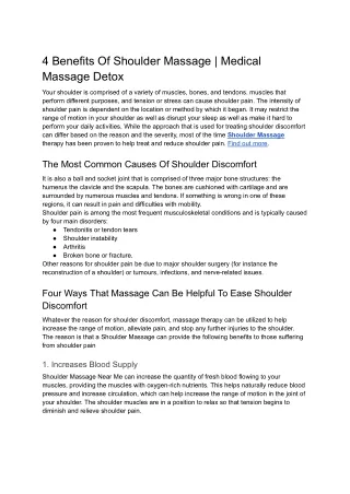 4 Benefits Of Shoulder Massage _ Medical Massage Detox