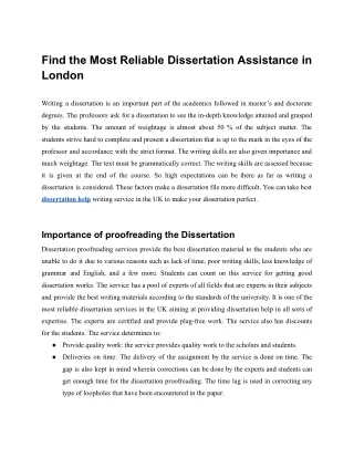 find the most reliable dissertation assistance