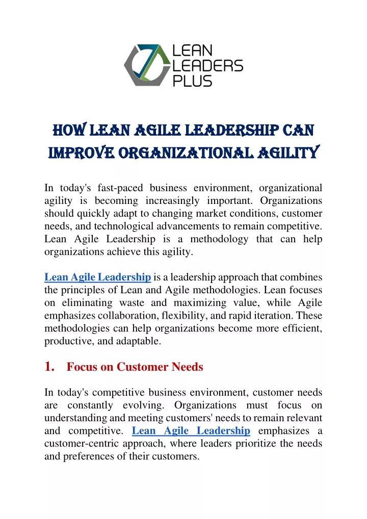 how lean agile leadership can how lean agile