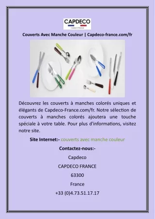 Couverts Avec Manche Couleur  Capdeco-france.comfr