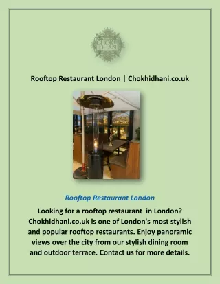 Rooftop Restaurant London | Chokhidhani.co.uk