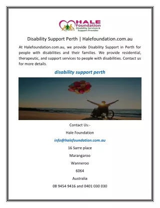 Disability Support Perth  Halefoundation.com