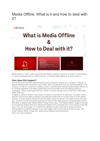 Media Offline What is it and how to deal with it
