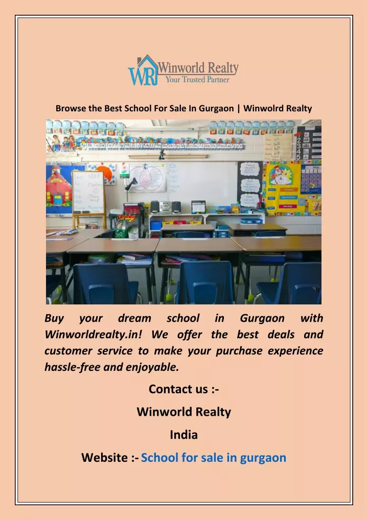 browse the best school for sale in gurgaon