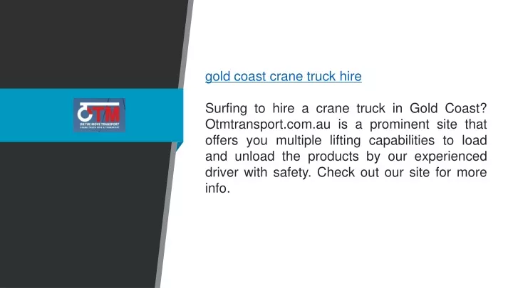 gold coast crane truck hire surfing to hire