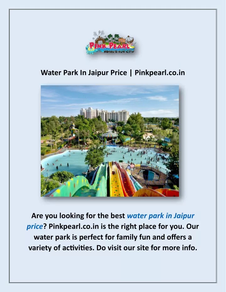 water park in jaipur price pinkpearl co in