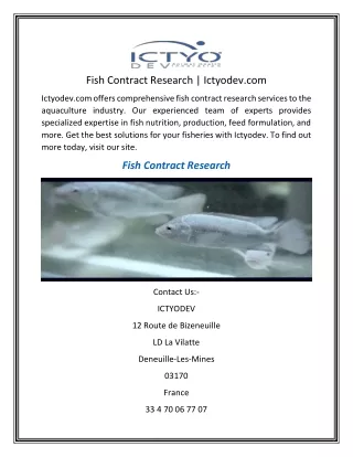 Fish Contract Research Ictyodev