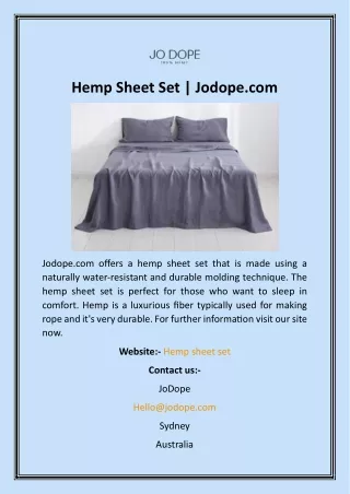 Hemp Sheet Set  Jodope