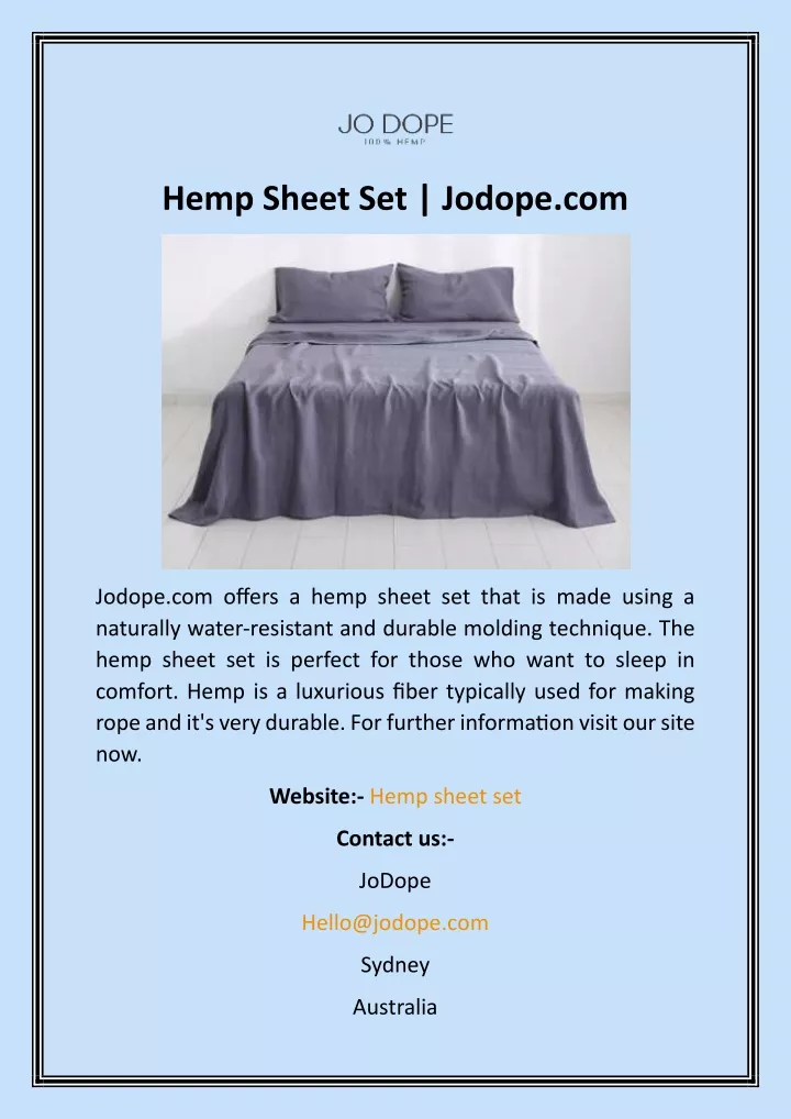 hemp sheet set jodope com