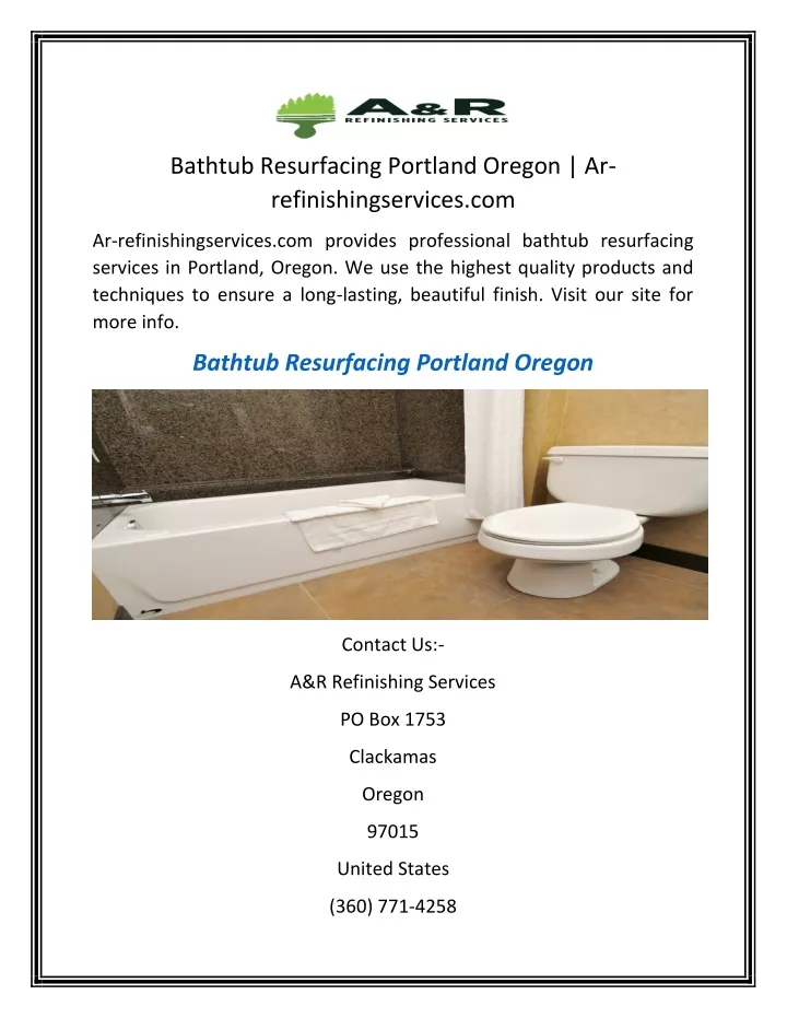 bathtub resurfacing portland oregon