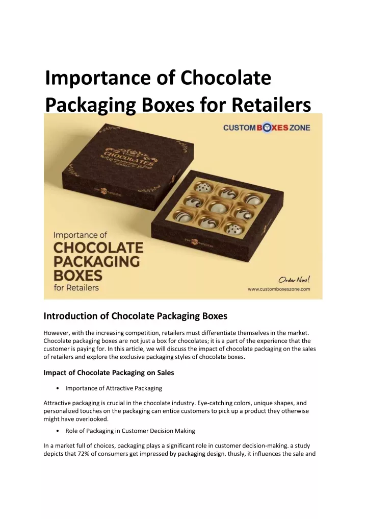 importance of chocolate packaging boxes