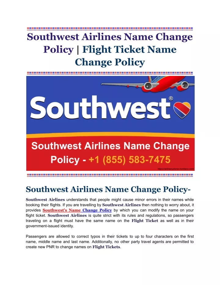 southwest airlines name change policy flight