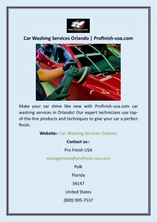 Car Washing Services Orlando  Profinish-usa