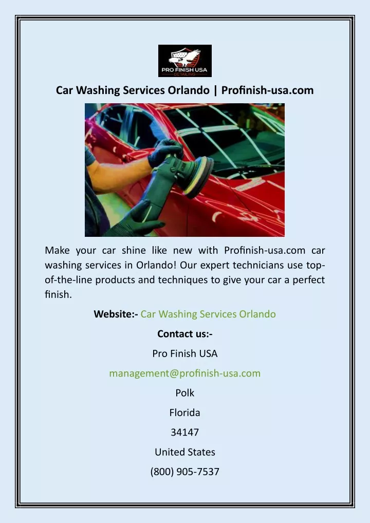 car washing services orlando profinish usa com