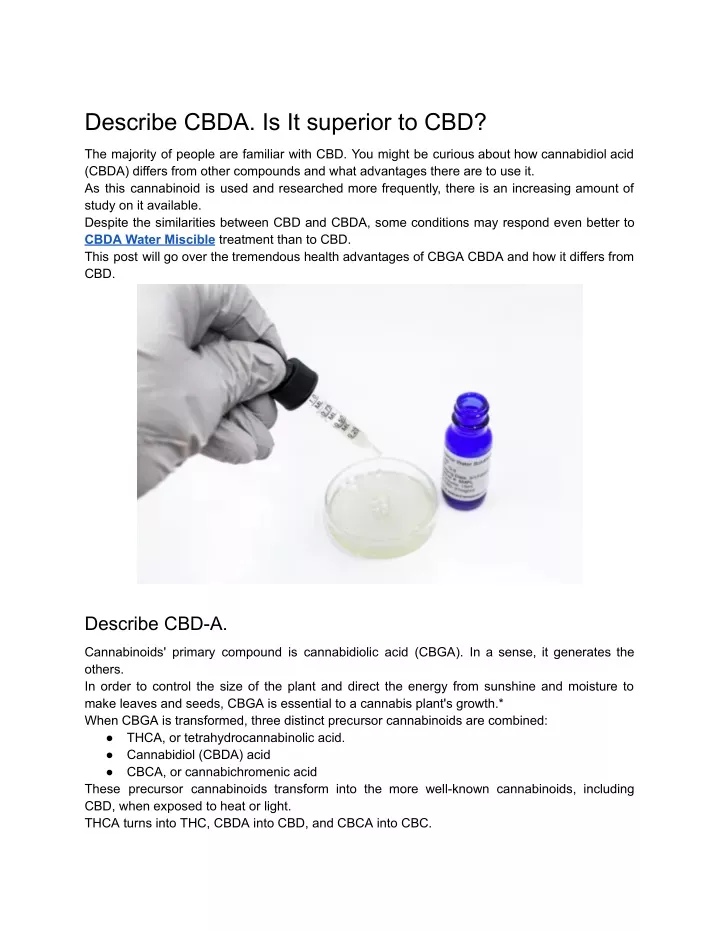 describe cbda is it superior to cbd