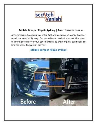 mobile bumper repair sydney scratchvanish com au