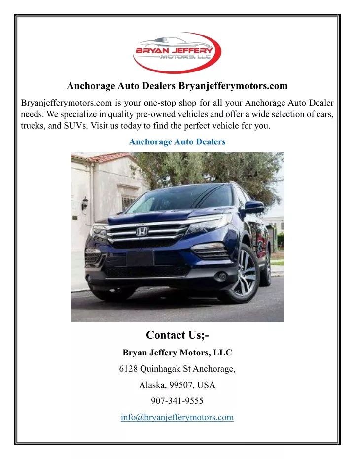 anchorage auto dealers bryanjefferymotors com