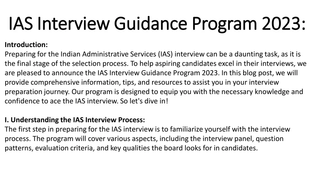 PPT - IAS Interview Guidance Program 2023 PowerPoint Presentation, free ...